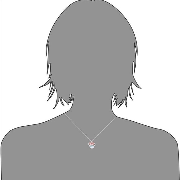 Silver Minnie Mouse March Aquamarine Cubic Zirconia Birthstone Necklace - Picture 5 of 6